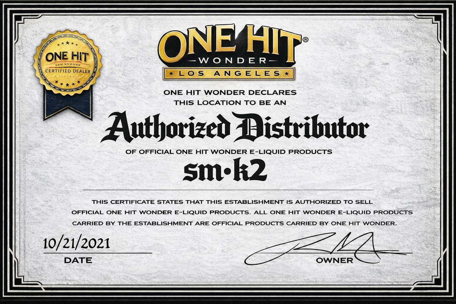 One Hit Wonder Likit Yetki Belgesi, Premium Likit