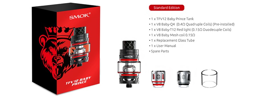 Smok TFV12 Baby Prince Atomizer Paket İçeriği, Smok V12 Baby Prince Atomizer Paket İçeriği