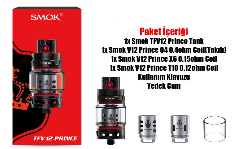 Smok TFV12 Prince Atomizer Paket İçeriği, Smok V12 Prince Atomizer Paket İçeriği