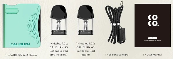 Uwell Caliburn AK3 Pod Paket İçeriği