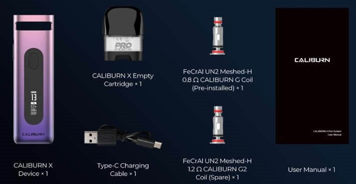Uwell Caliburn X Paket İçeriği, Uwell Calıburn X Paket İçeriği