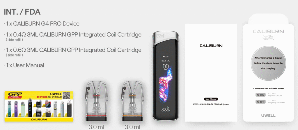Uwell Caliburn G4 Pro Kutu İçeriği