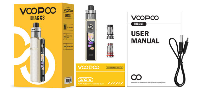 Voopoo Drag X3 Kutu İçeriği, Voopoo DragX3 Kutu İçeriği