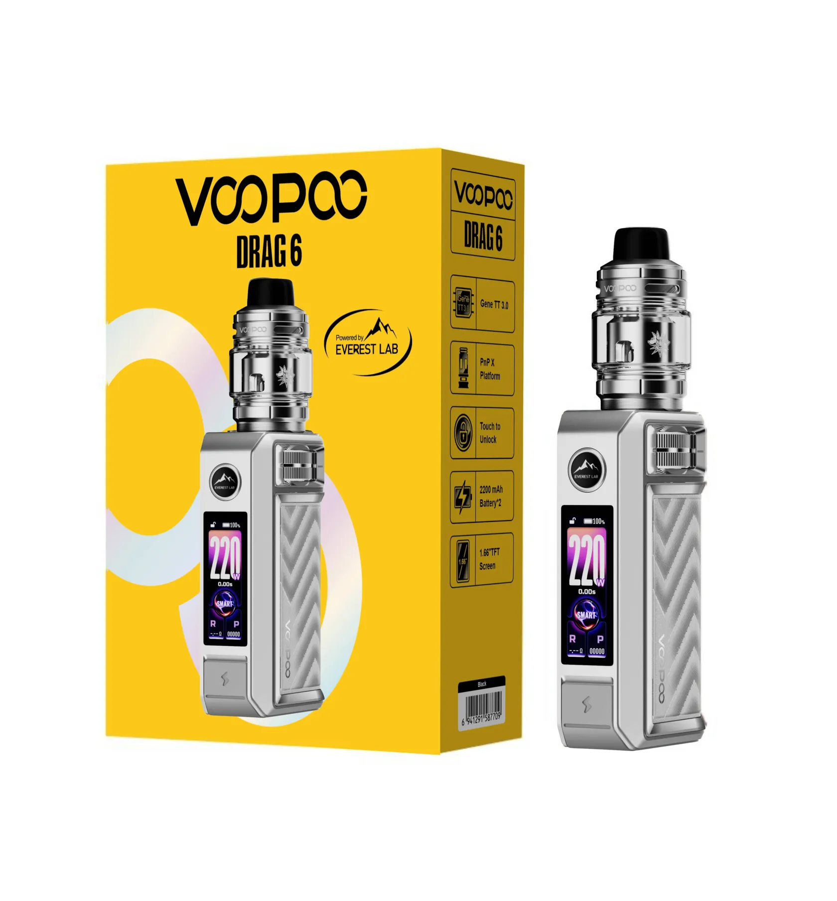 Voopoo Drag 6 Silver, Voopoo Drag 6 Gümüş