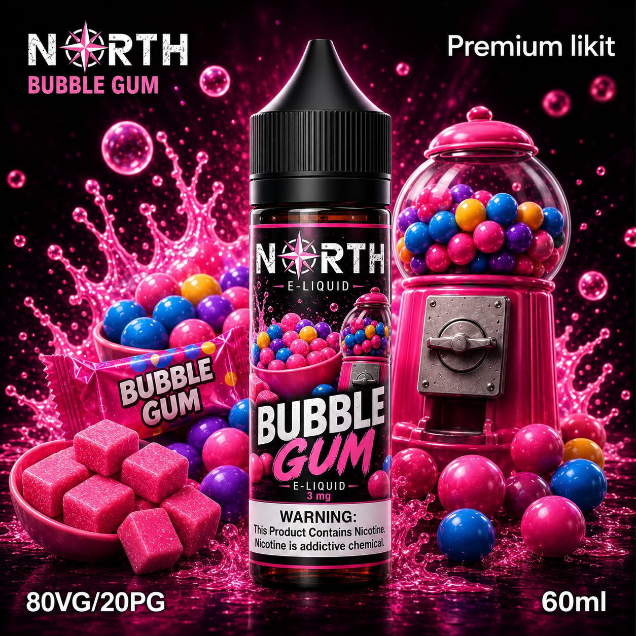 North Bubble Gum Likit 60ml