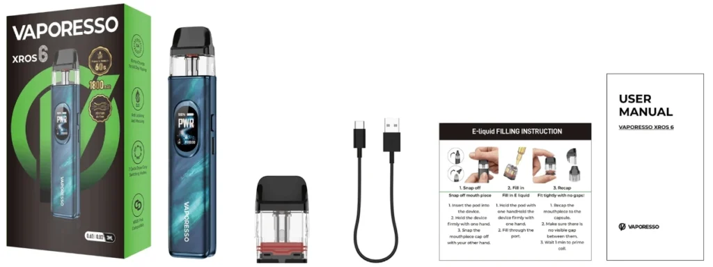 Vaporesso Xros 6 Pod Kutu İçeriği, Vaporesso Xros6 Pod Kutu İçeriği